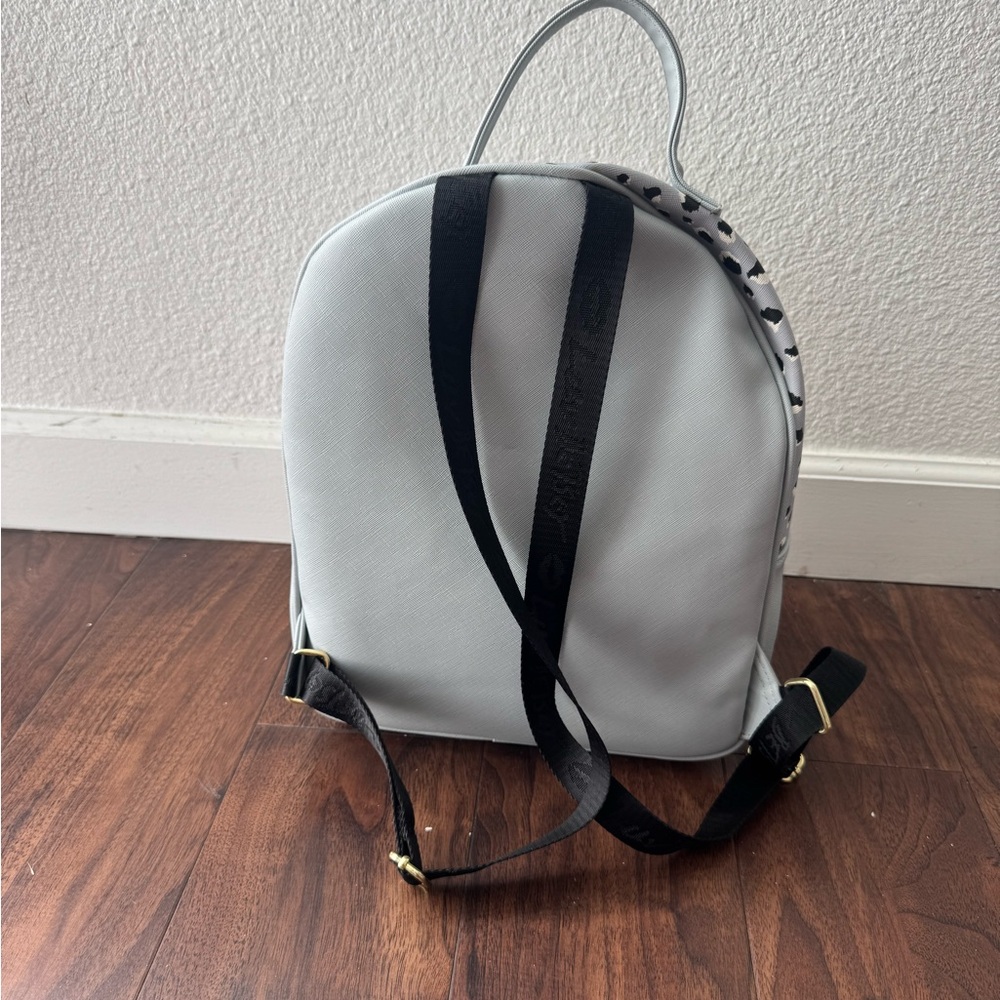 Modern Gray and Black Backpack with Chain Detail